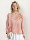 100% Cotton-Linen Embroidered Blouse