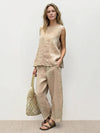Textured Finish Sleeveless Two-Piece Set