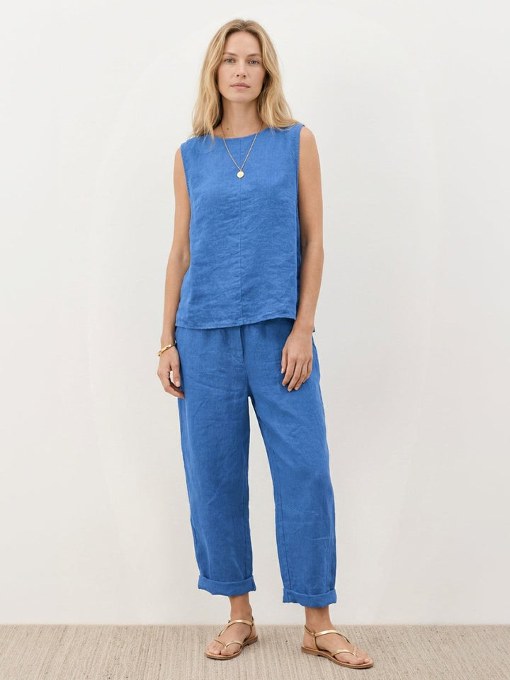 Textured Finish Sleeveless Two-Piece Set blue image 1 