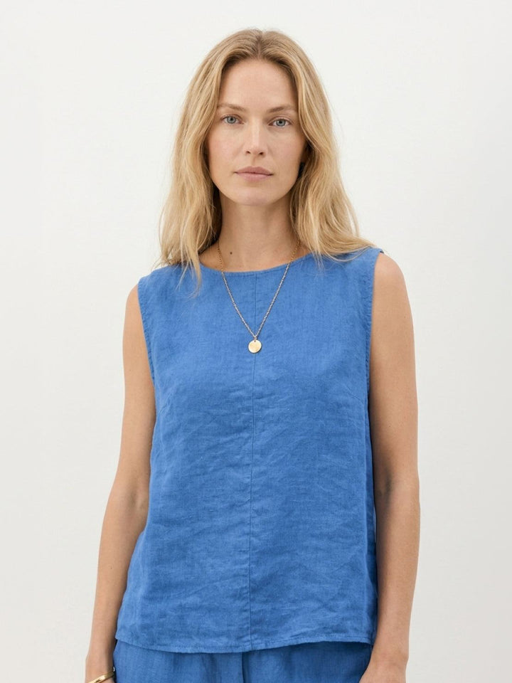 Textured Finish Sleeveless Two-Piece Set blue image 3 