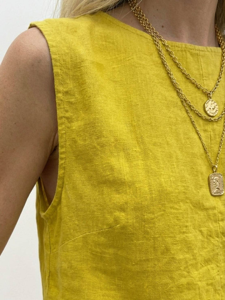 Textured Finish Sleeveless Two-Piece Set yellow image 5 