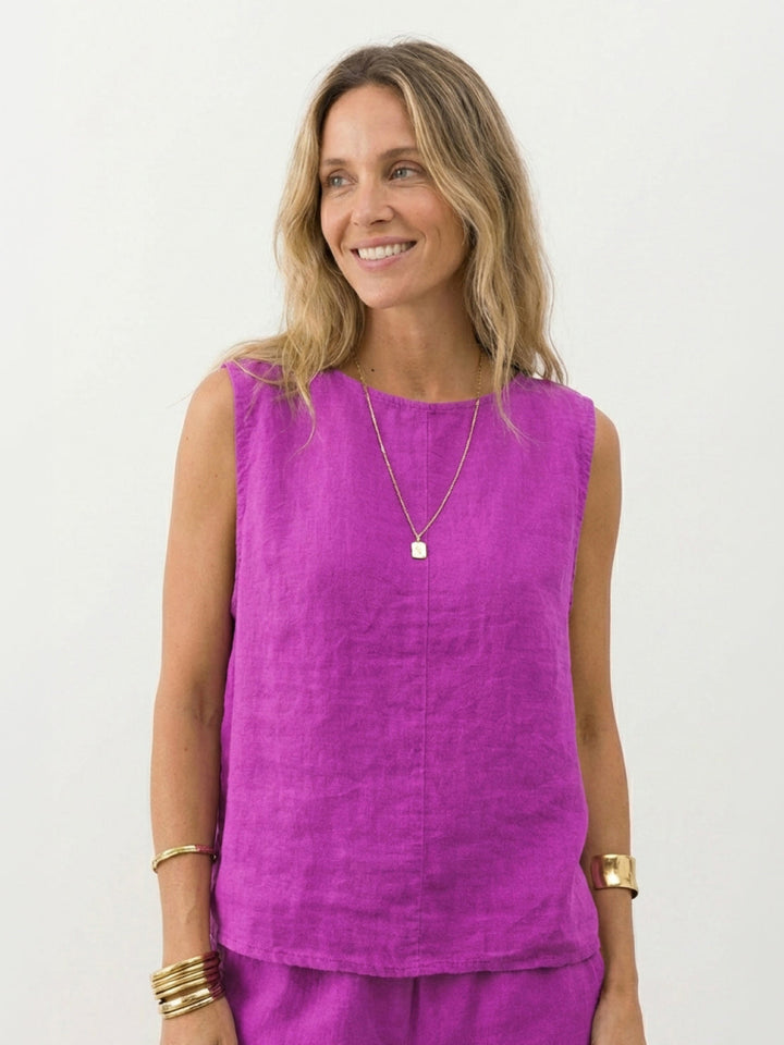 Textured Finish Sleeveless Two-Piece Set magenta image 3 