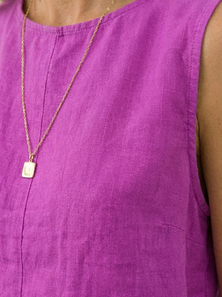 Textured Finish Sleeveless Two-Piece Set magenta image 5 