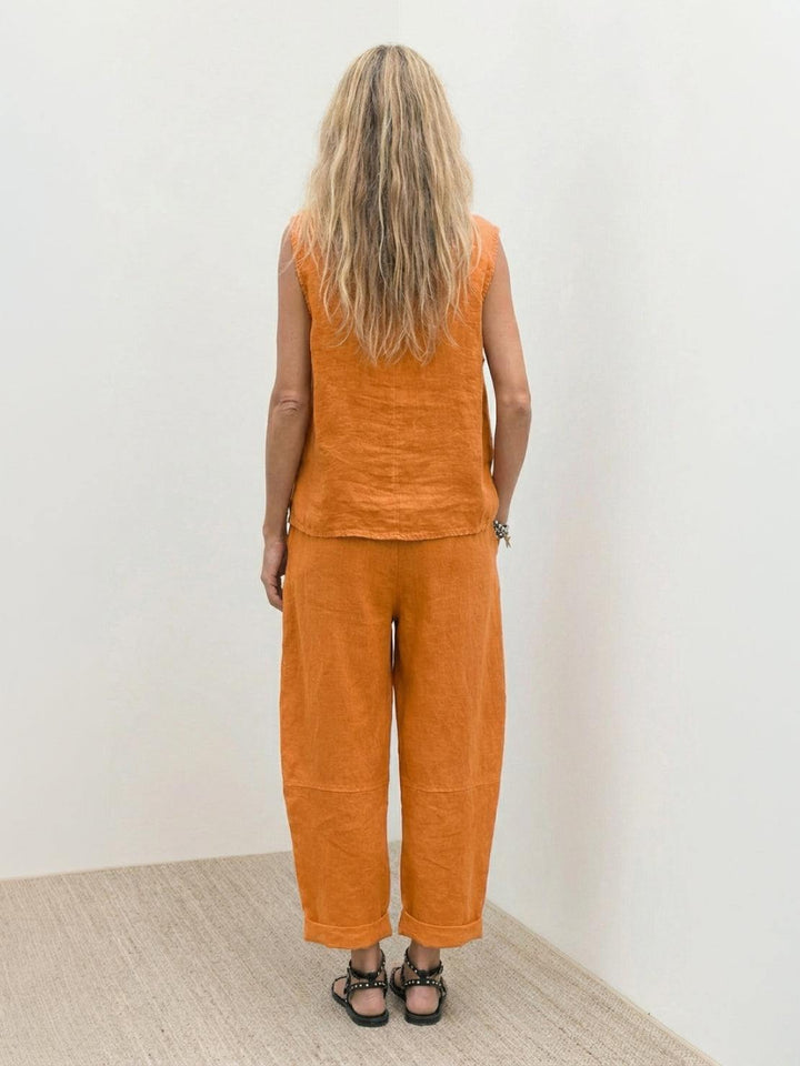 Textured Finish Sleeveless Two-Piece Set orange image 4 