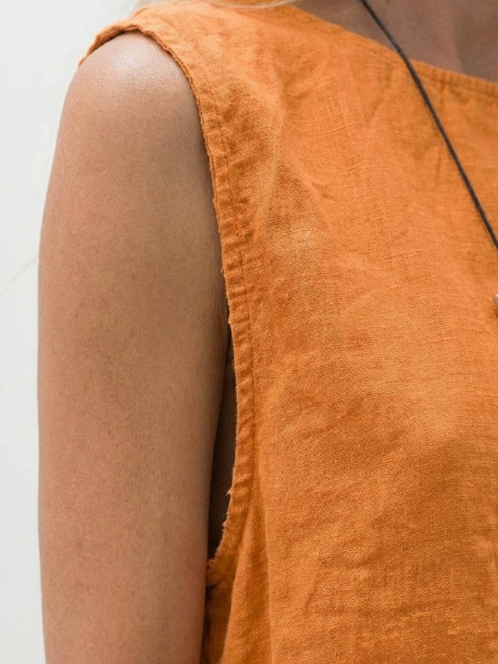 Textured Finish Sleeveless Two-Piece Set orange image 5 
