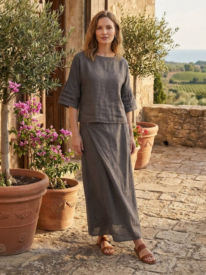 Wrap Skirt Two-Piece Set taupe image 2 
