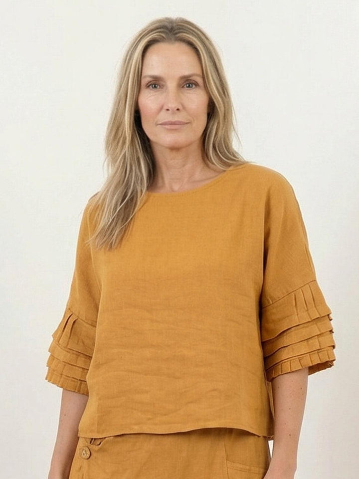 Wrap Skirt Two-Piece Set mustard image 3 