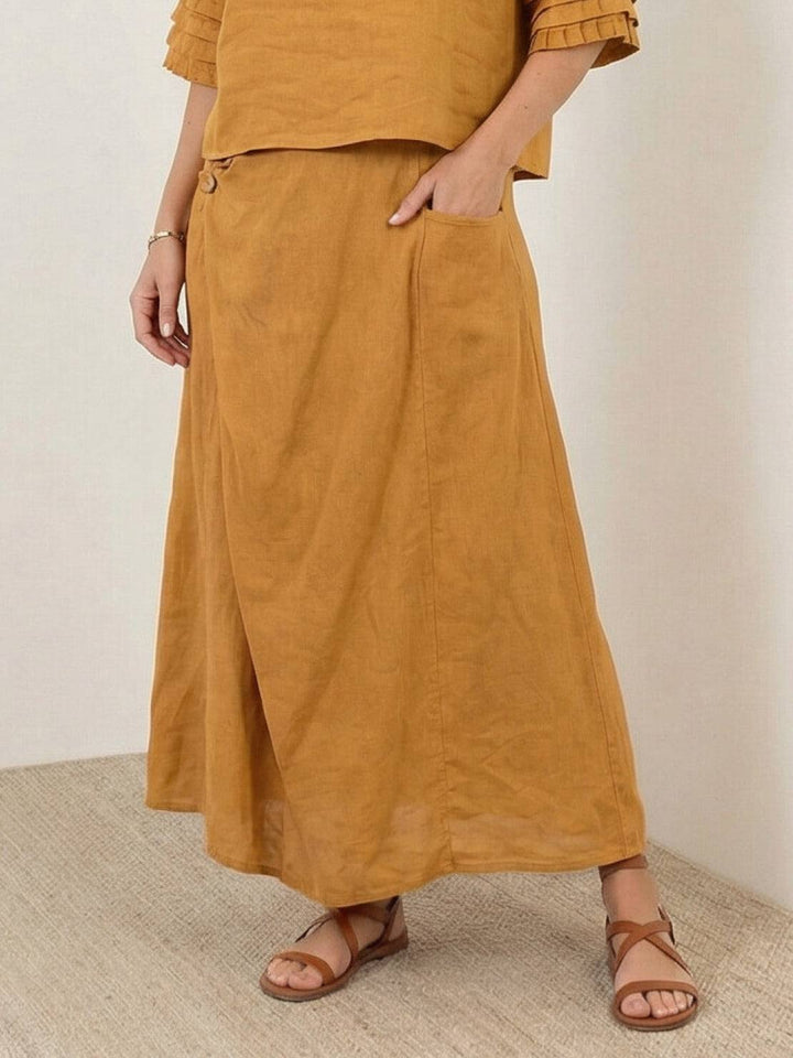 Wrap Skirt Two-Piece Set mustard image 4 