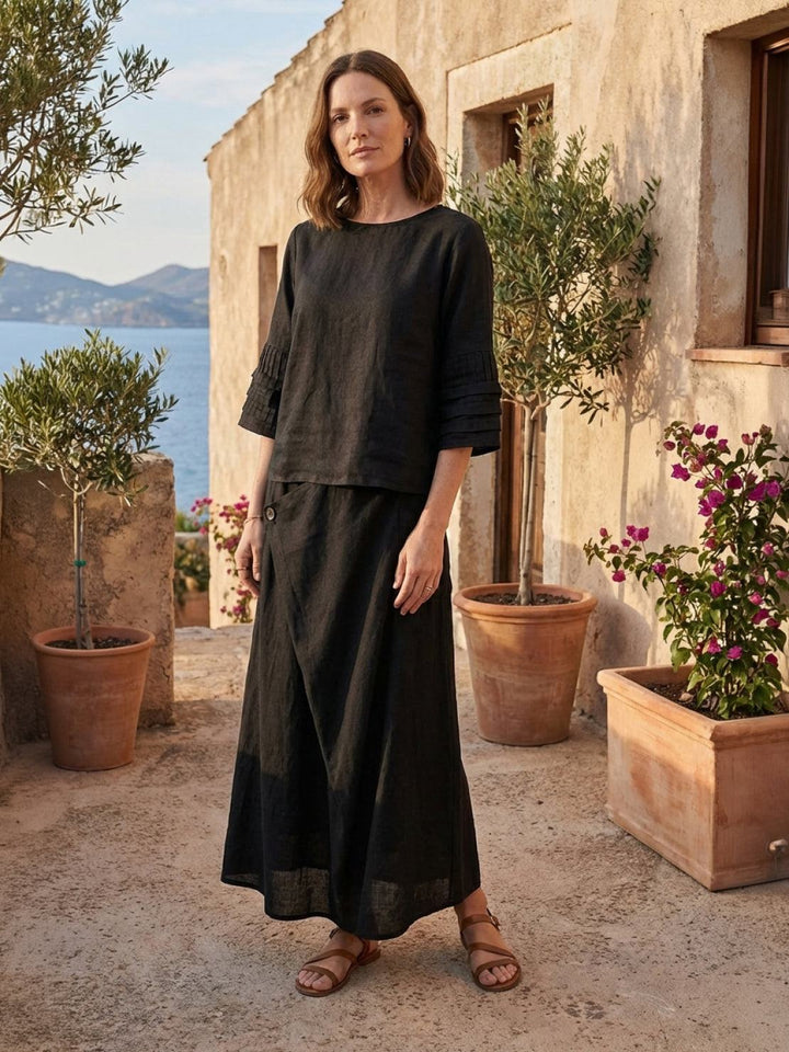 Wrap Skirt Two-Piece Set black image 2 