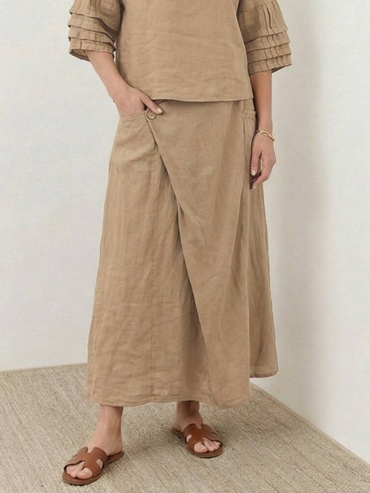 Wrap Skirt Two-Piece Set khaki image 4 