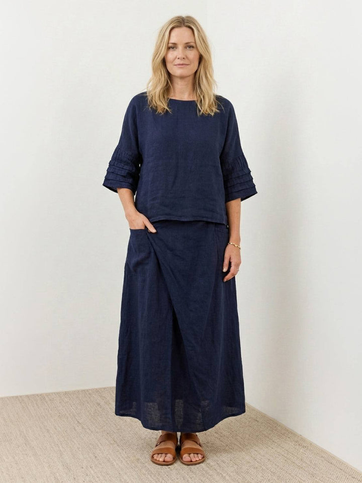 Wrap Skirt Two-Piece Set navy blue image 1 