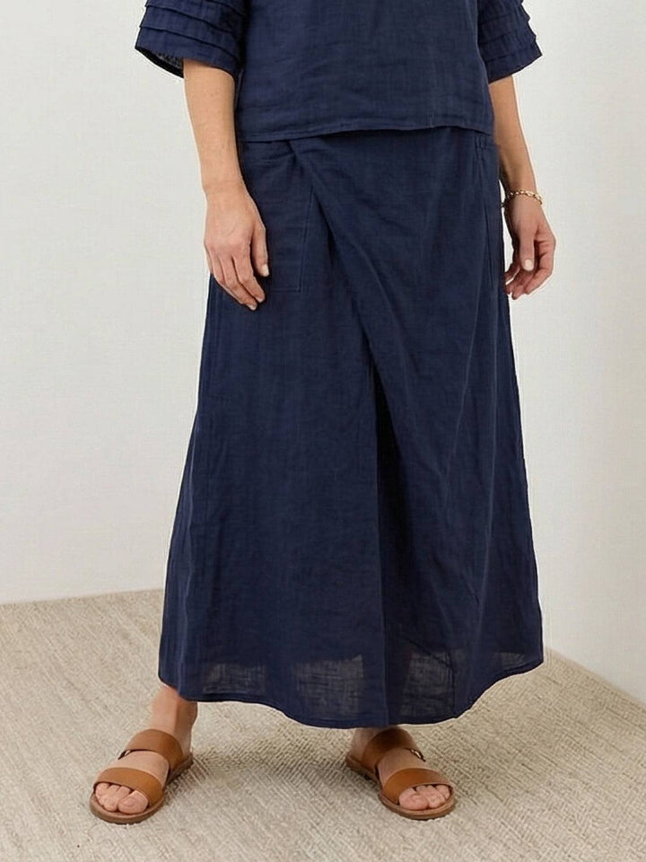 Wrap Skirt Two-Piece Set navy blue image 4 