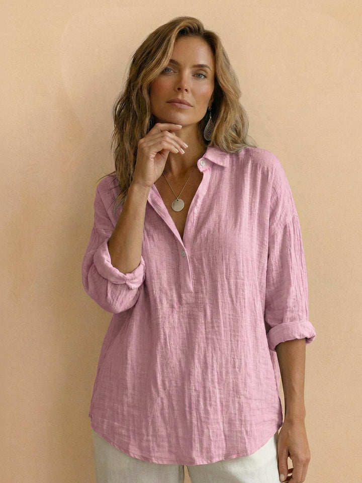 100% Cotton Popover Blouse light pink image 1 