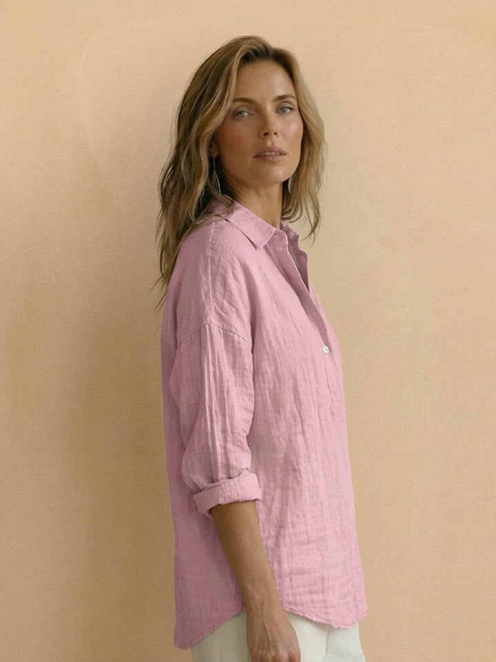 100% Cotton Popover Blouse light pink image 3 