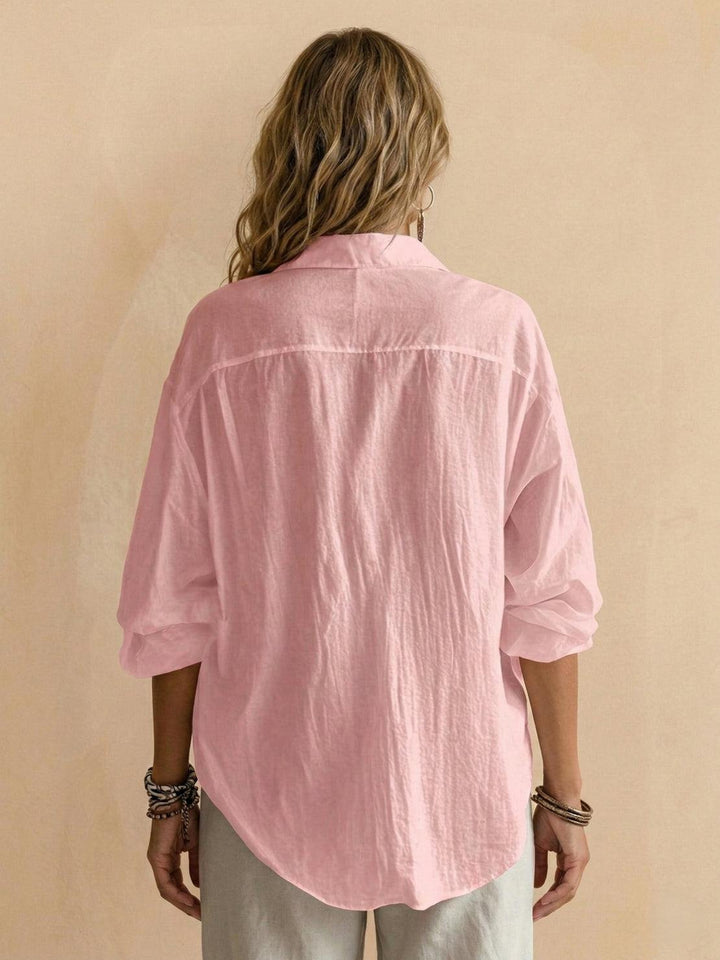 100% Cotton Popover Blouse light pink image 4 