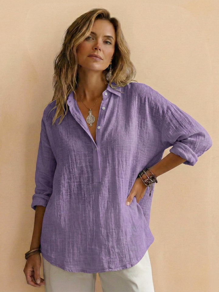 100% Cotton Popover Blouse lavender image 1 