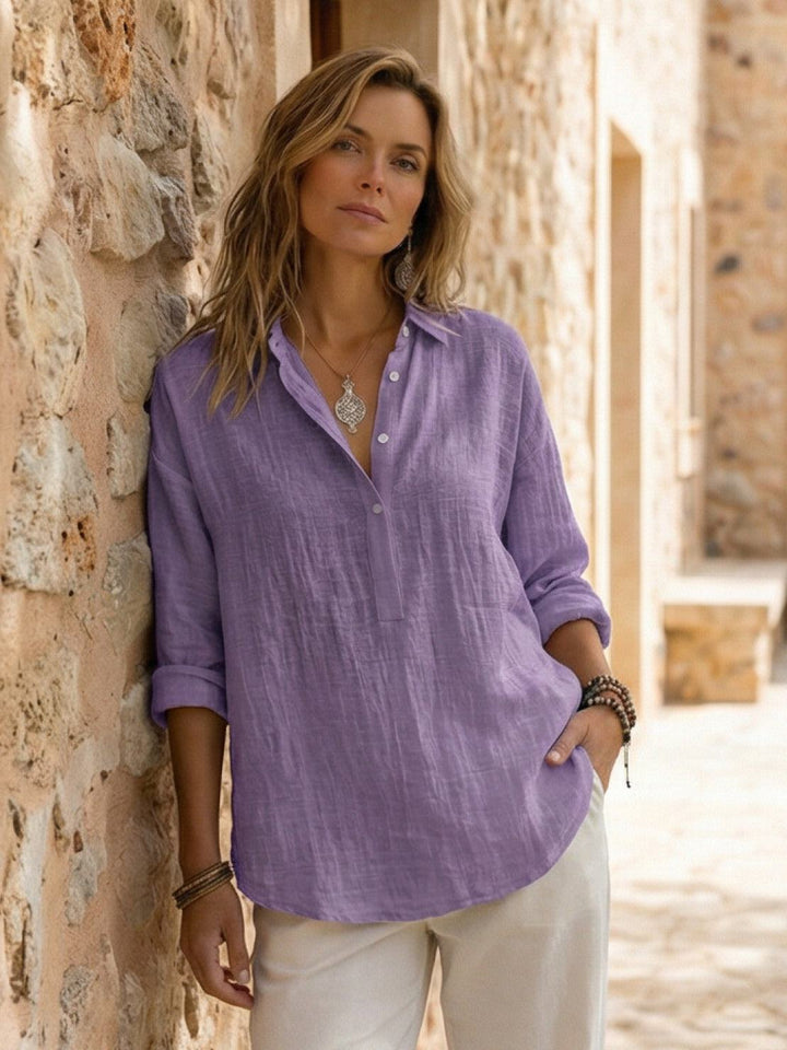 100% Cotton Popover Blouse lavender image 2 