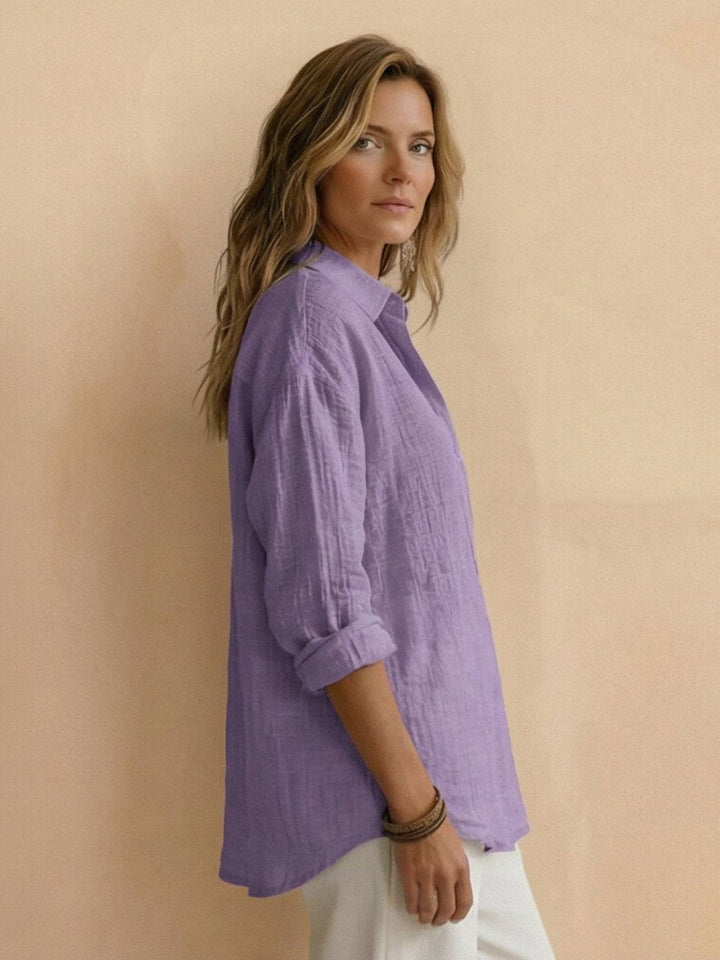 100% Cotton Popover Blouse lavender image 3 