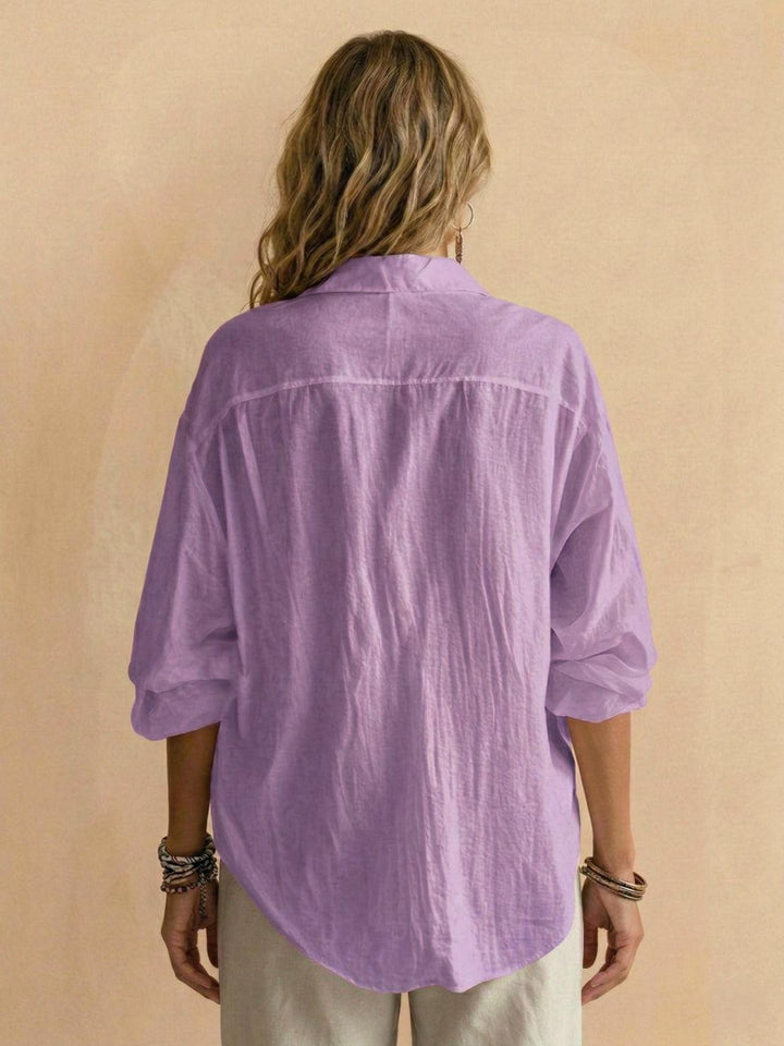 100% Cotton Popover Blouse lavender image 4 