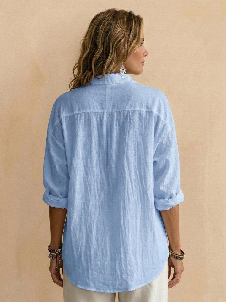 100% Cotton Popover Blouse light blue image 4 