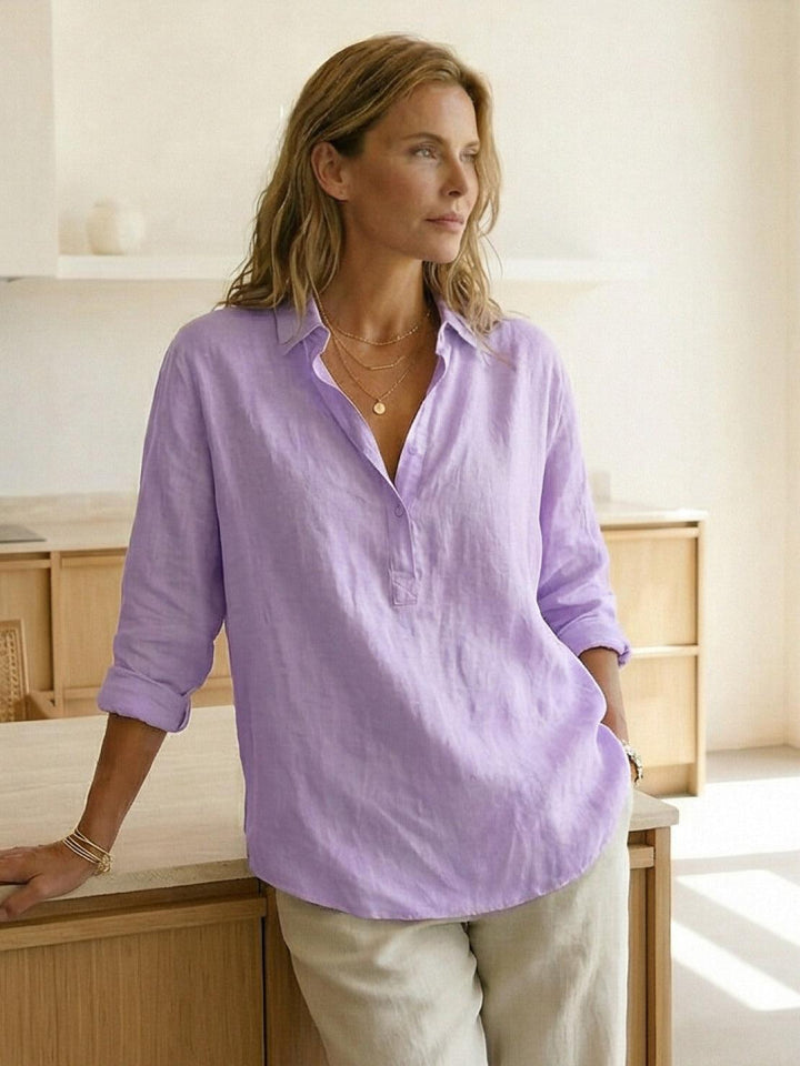 100% Cotton Popover Blouse light lavender image 2 