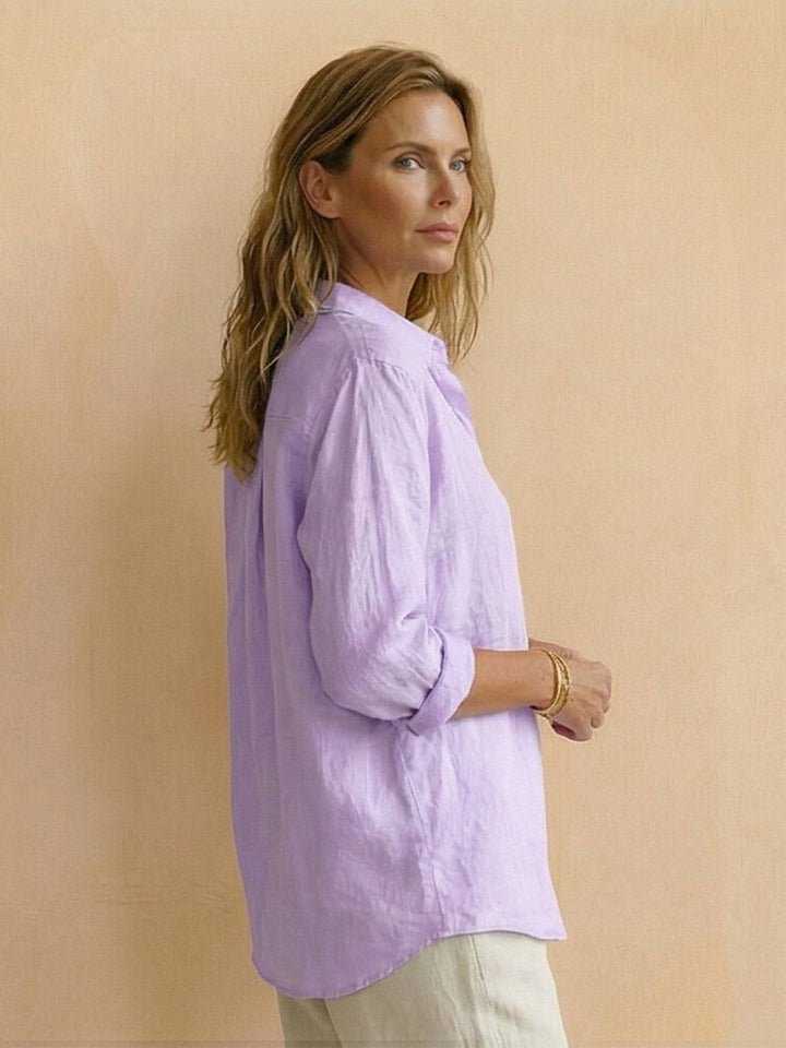 100% Cotton Popover Blouse light lavender image 3 