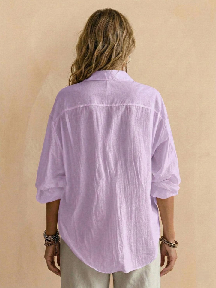100% Cotton Popover Blouse light lavender image 4 