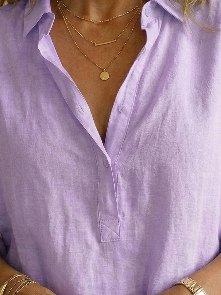 100% Cotton Popover Blouse light lavender image 5 