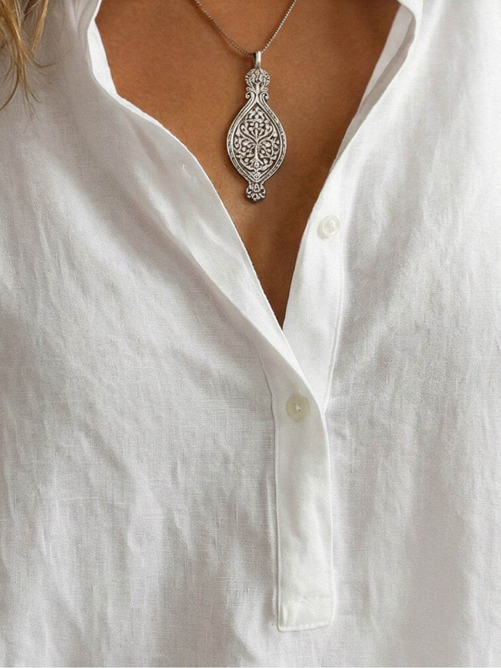 100% Cotton Popover Blouse white image 5 