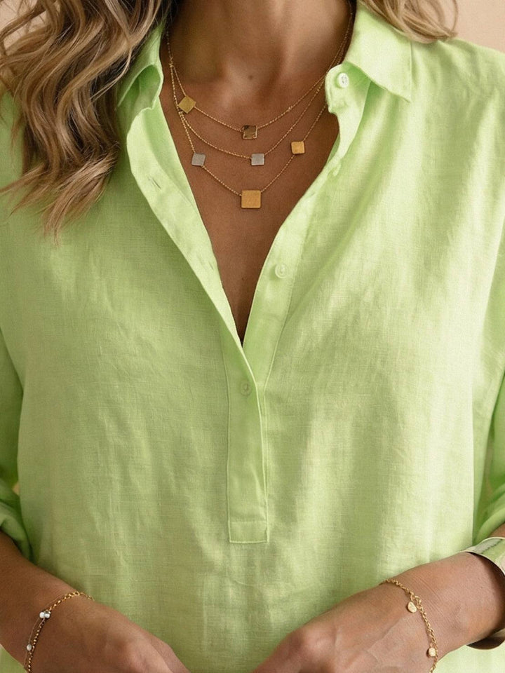 100% Cotton Popover Blouse yellow green image 5 