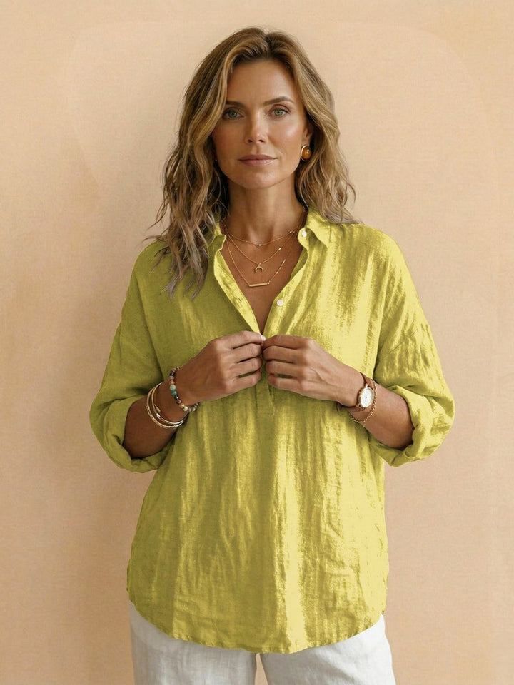 100% Cotton Popover Blouse yellow image 1 