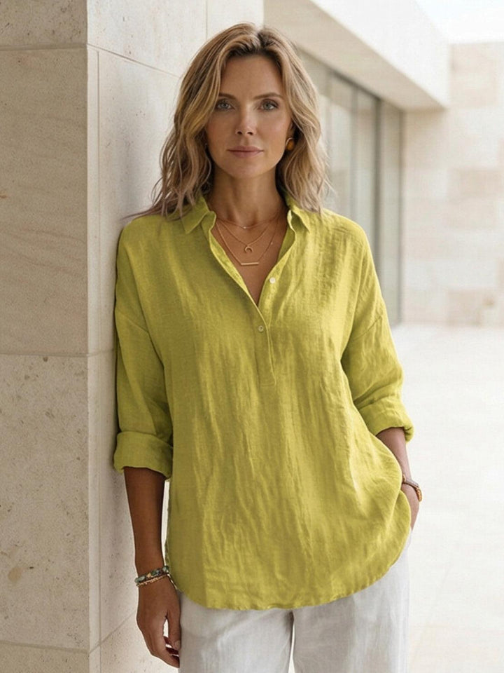 100% Cotton Popover Blouse yellow image 2 