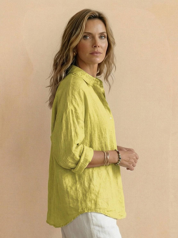 100% Cotton Popover Blouse yellow image 3 