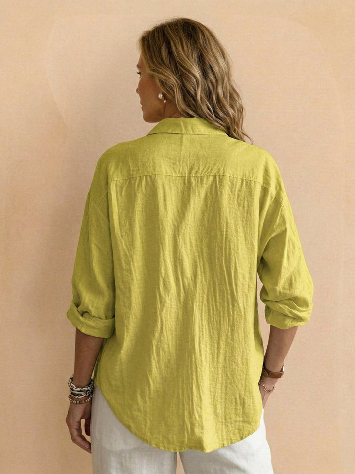 100% Cotton Popover Blouse yellow image 4 