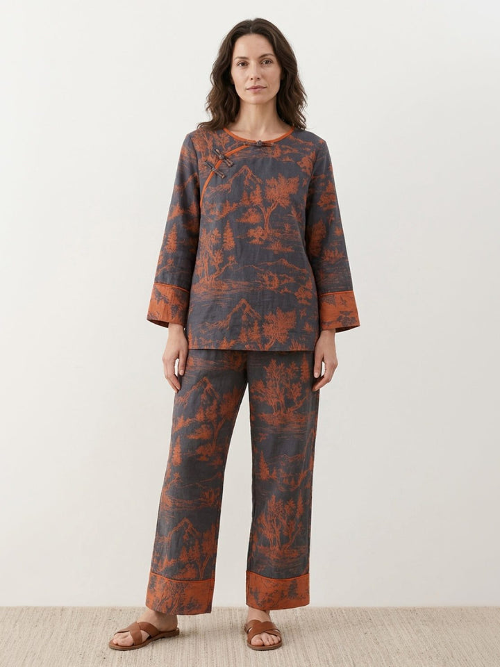 100% Cotton Chinese Pankou Loungewear autumn slate image 1 