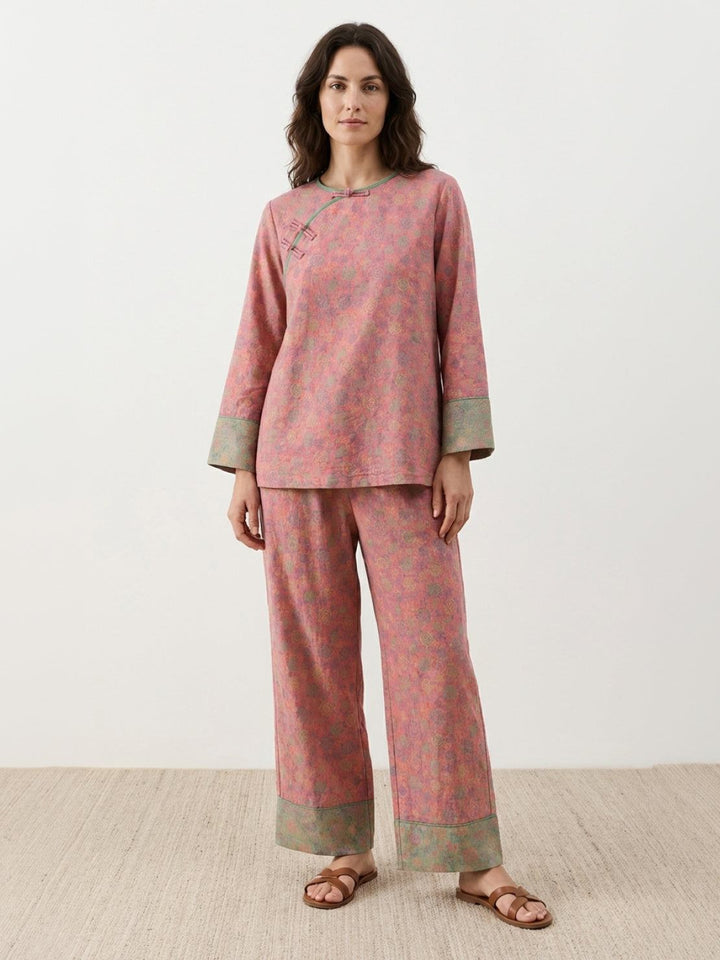 100% Cotton Chinese Pankou Loungewear rosewood vine image 1 