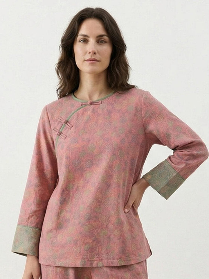 100% Cotton Chinese Pankou Loungewear rosewood vine image 3 