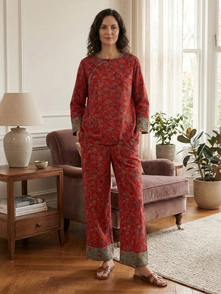 100% Cotton Chinese Pankou Loungewear scarlet flora image 2 