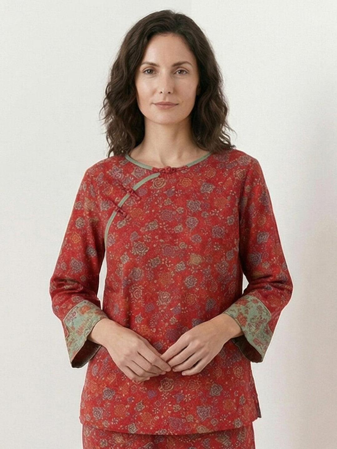 100% Cotton Chinese Pankou Loungewear scarlet flora image 3 