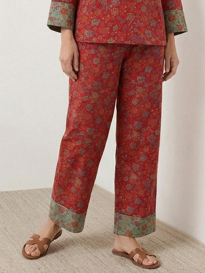 100% Cotton Chinese Pankou Loungewear scarlet flora image 4 