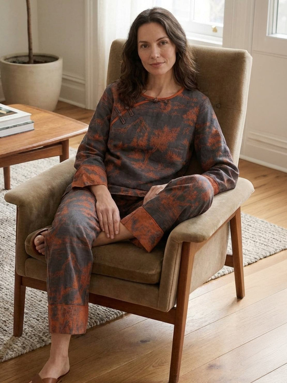100% Cotton Chinese Pankou Loungewear autumn slate image 2 #color_autumn-slate
