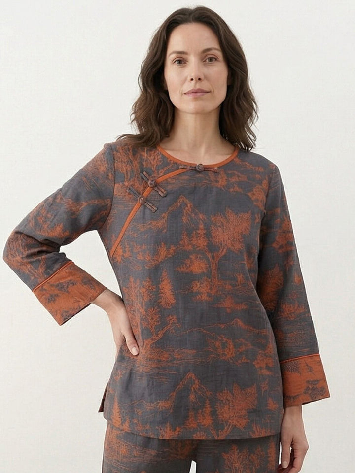 100% Cotton Chinese Pankou Loungewear autumn slate image 3 