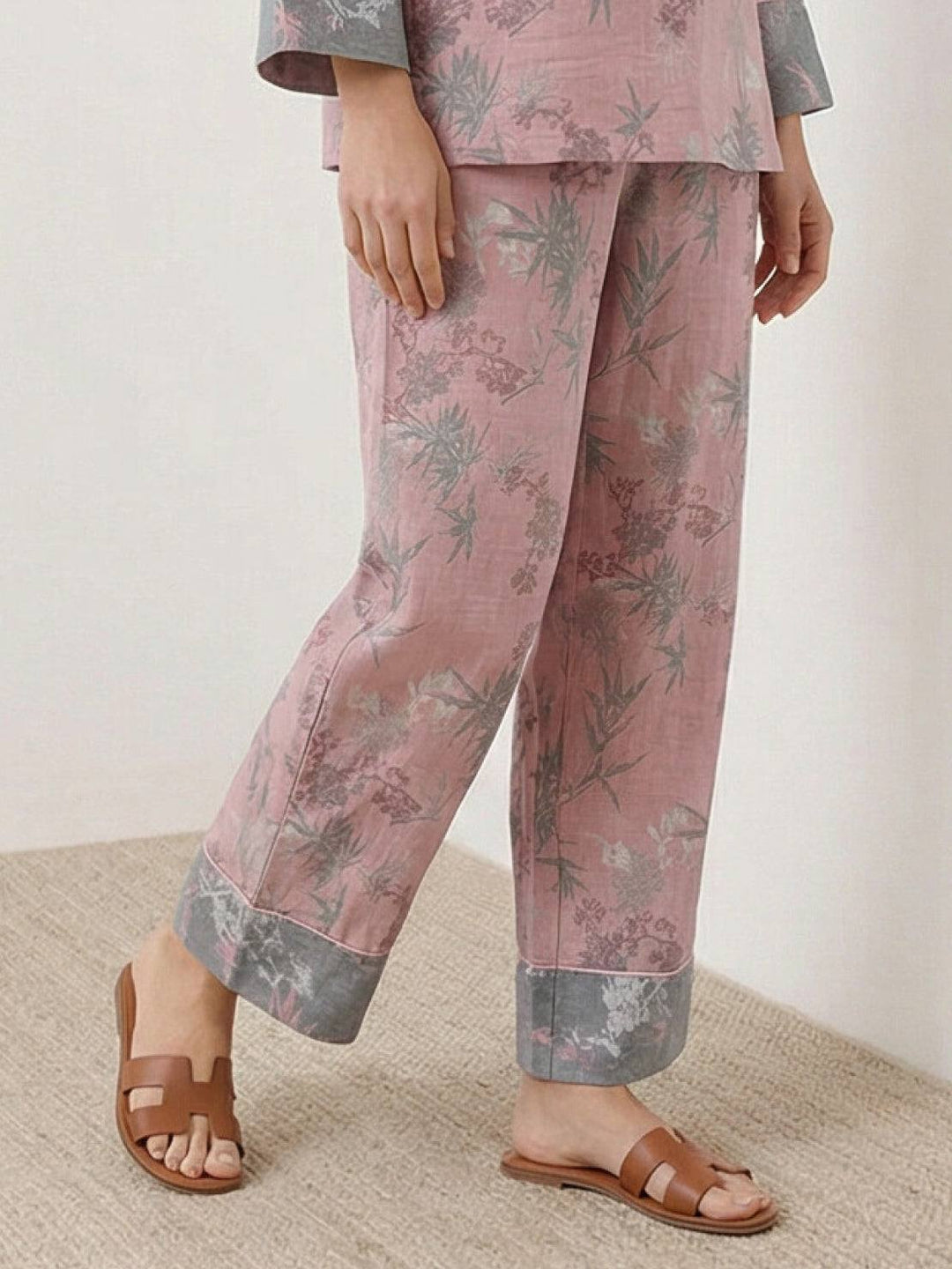 100% Cotton Chinese Pankou Loungewear bamboo rose image 4 