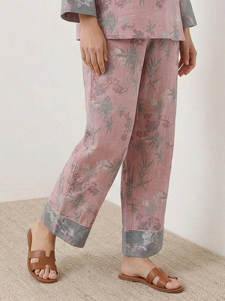 100% Cotton Chinese Pankou Loungewear bamboo rose image 4 