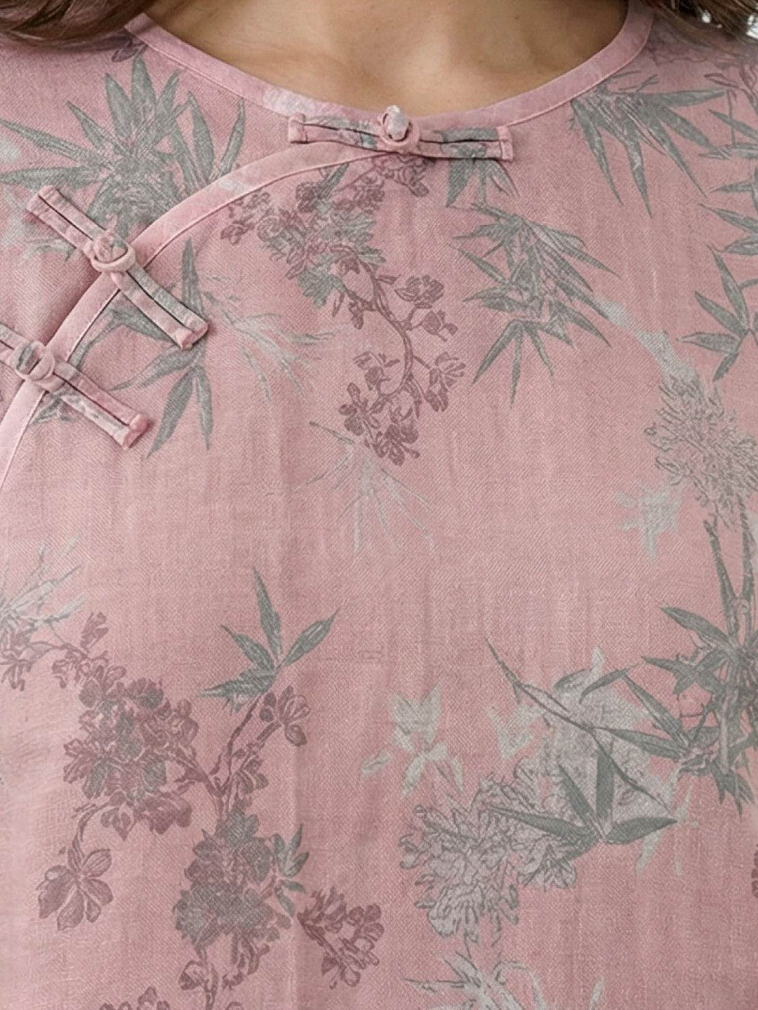 100% Cotton Chinese Pankou Loungewear bamboo rose image 5 