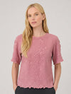 Floral Jacquard Pleated Top