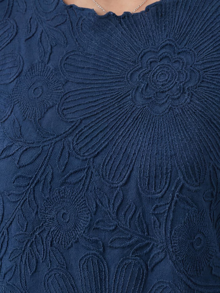 Floral Jacquard Pleated Top navy blue image 5 