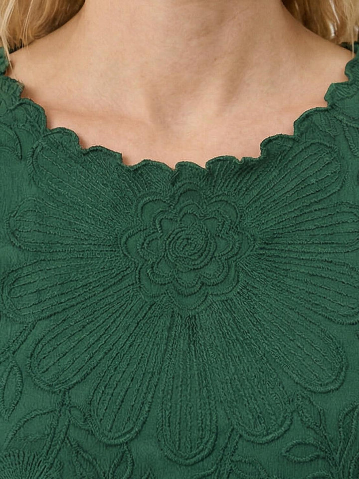Floral Jacquard Pleated Top dark green image 5 