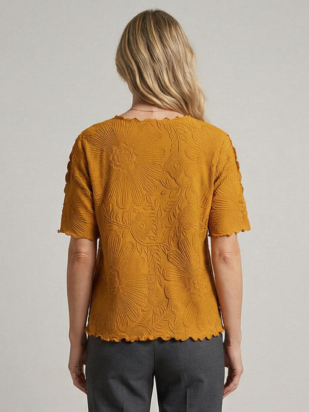 Floral Jacquard Pleated Top mustard image 4 
