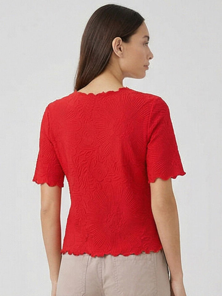 Floral Jacquard Pleated Top red image 4 